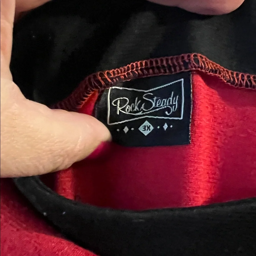 RockSteady Red Blouse with Black Trim - Picture 3 of 3